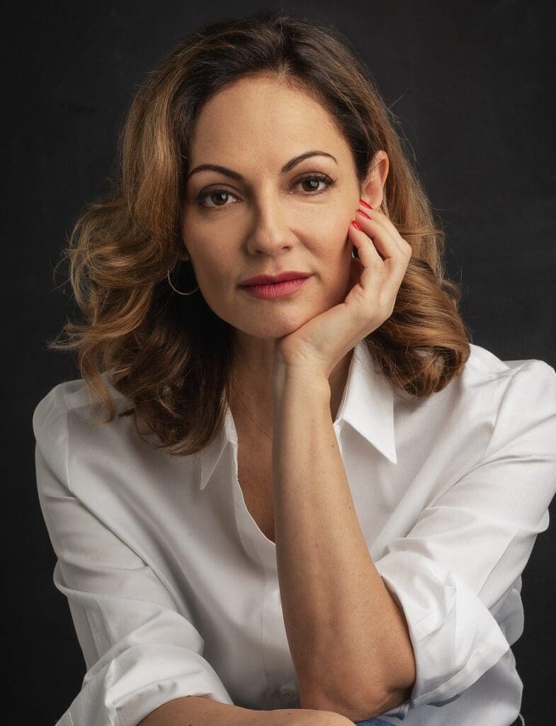 Woman touching her face for skin care and aesthetic treatment content