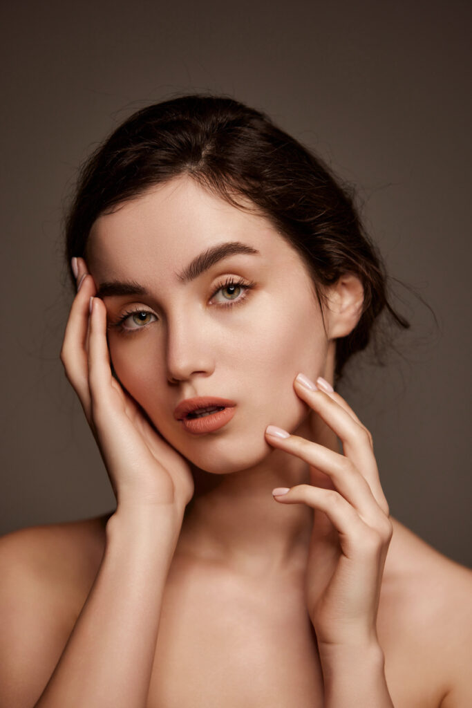 Woman with soft makeup and smooth skin for biostimulator treatment content