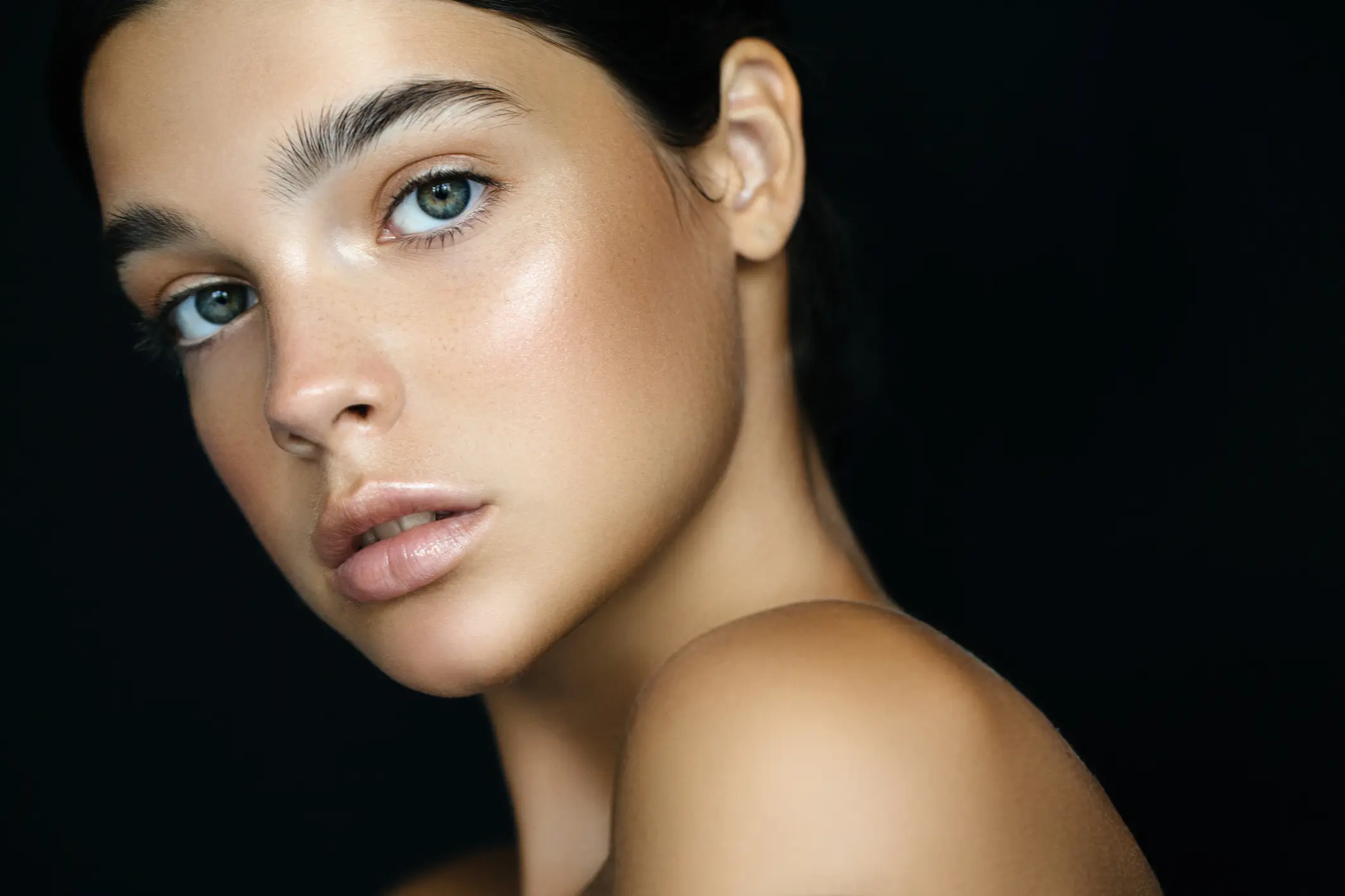Woman with smooth skin for laser skin rejuvenation treatment content
