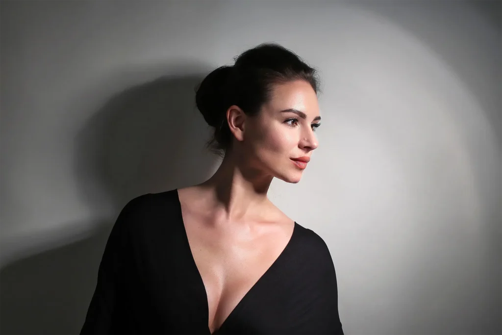 Woman with glowing skin for aesthetic treatment content